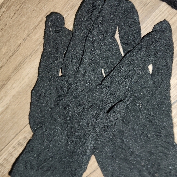 Black & Pink Lace Dress With Matching Gloves Size 5/6 Perfect For Wedding - Picture 5 of 5